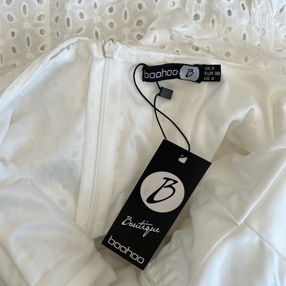 Boohoo White Ruffle Detail Midi Dress - Picture 5 of 7